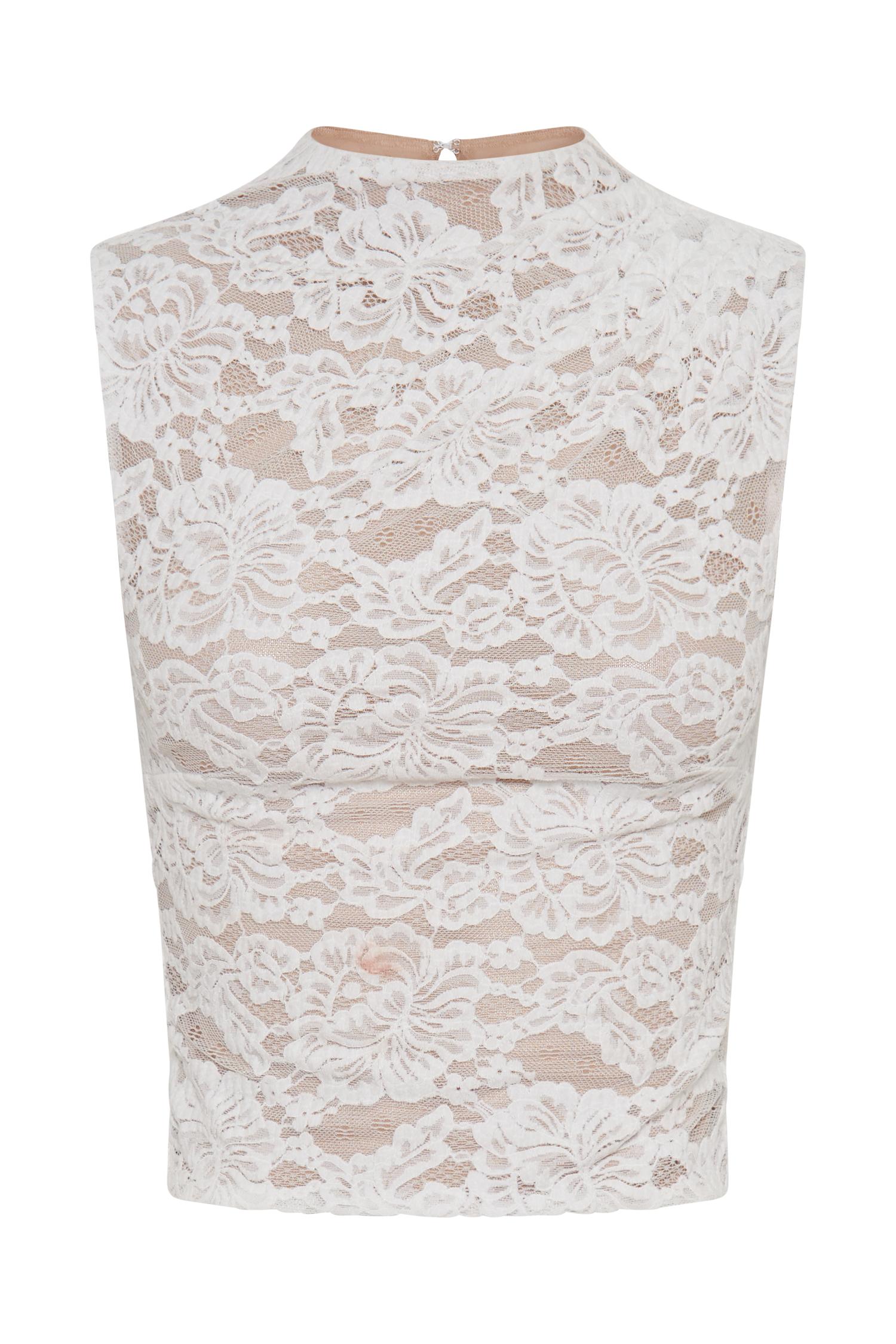 Daniela Lace Plisse Sleeveless Top - Ivory Product Image