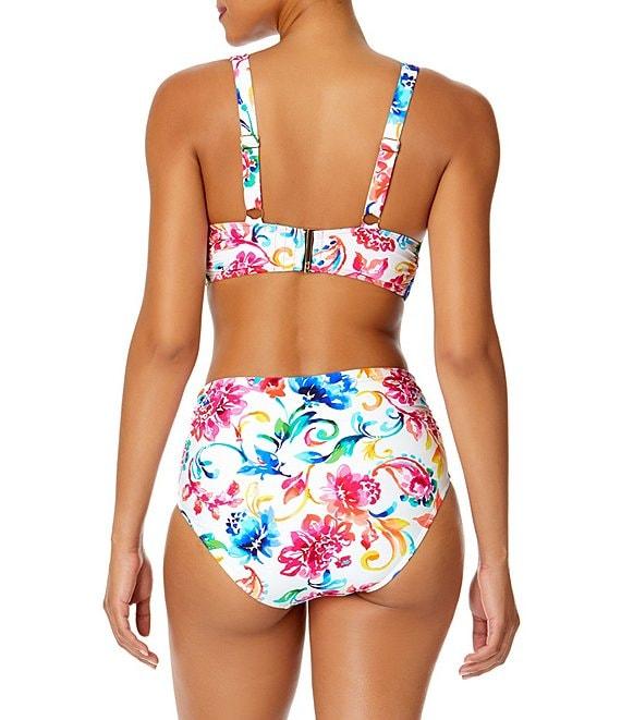 Anne Cole Watercolor Paisley Fold Over High Waist Swim Bottom Product Image