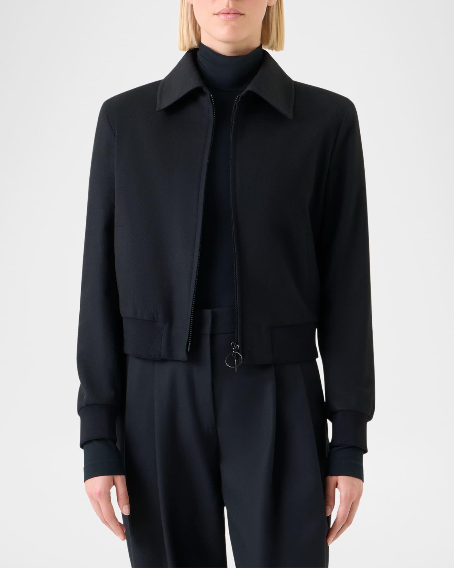 Cashmere-Wool Crop Bomber Jacket Product Image