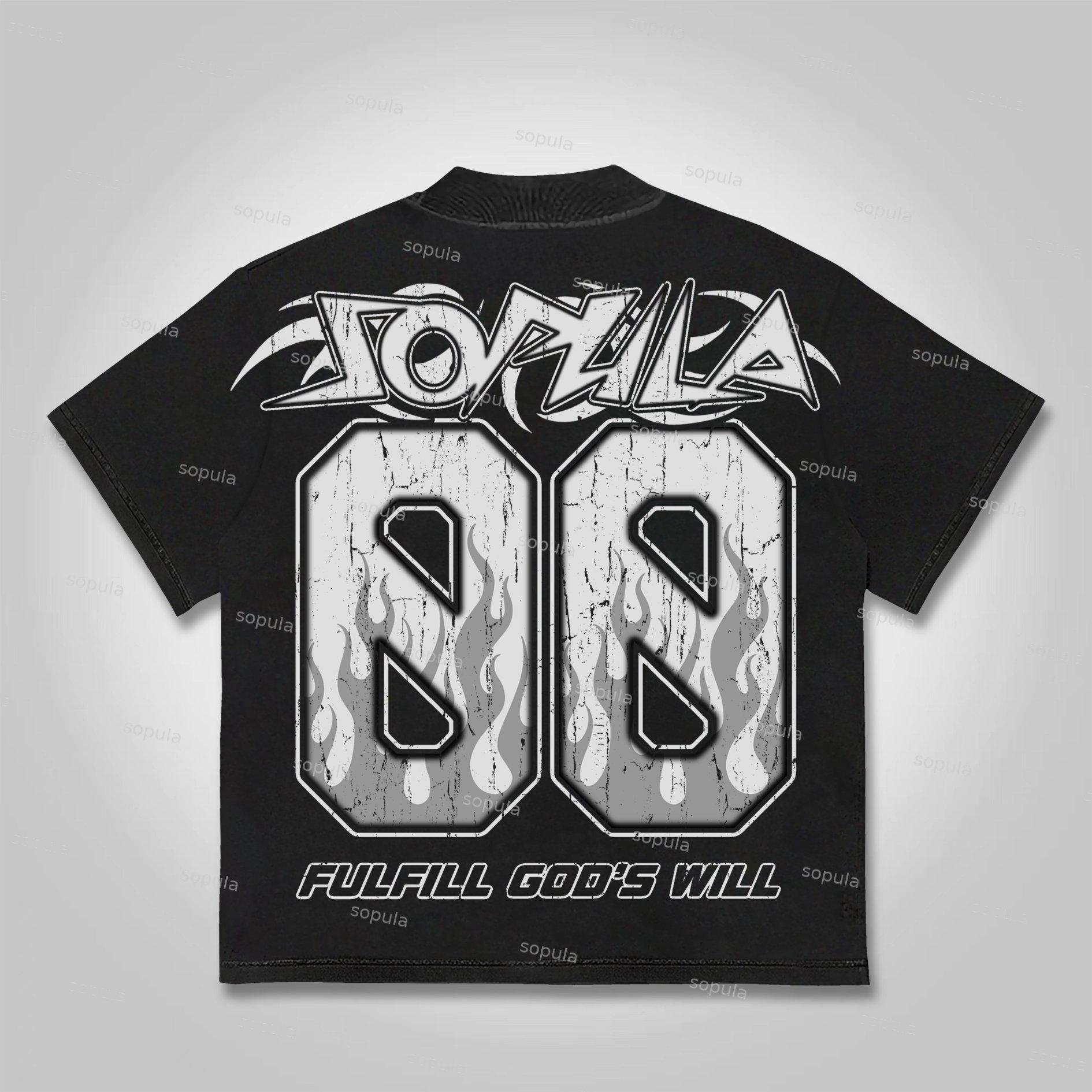 Sopula Vintage Street Dirty Braid Mask Character Big Head Graphic Cotton T-shirt Product Image