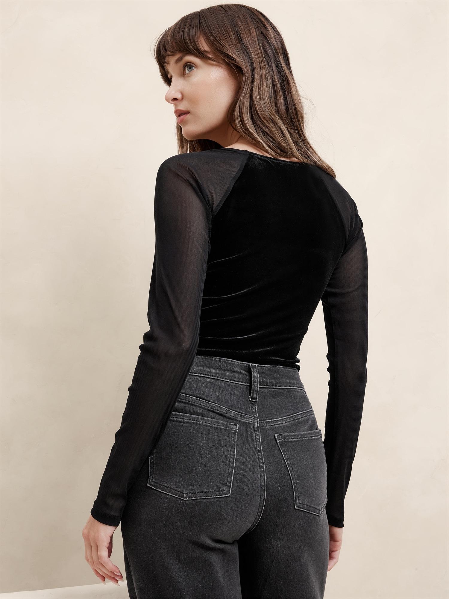Square-Neck Velvet Bodysuit Product Image