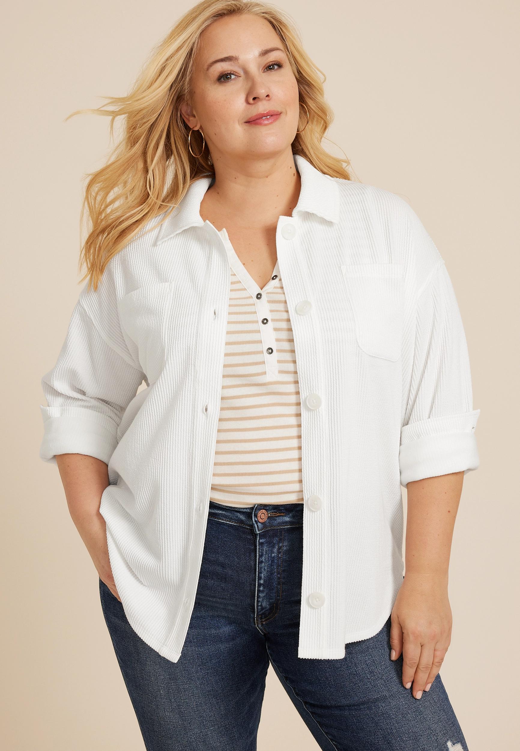 Maurices Plus Size Womens Wavy Ribbed Shacket Product Image