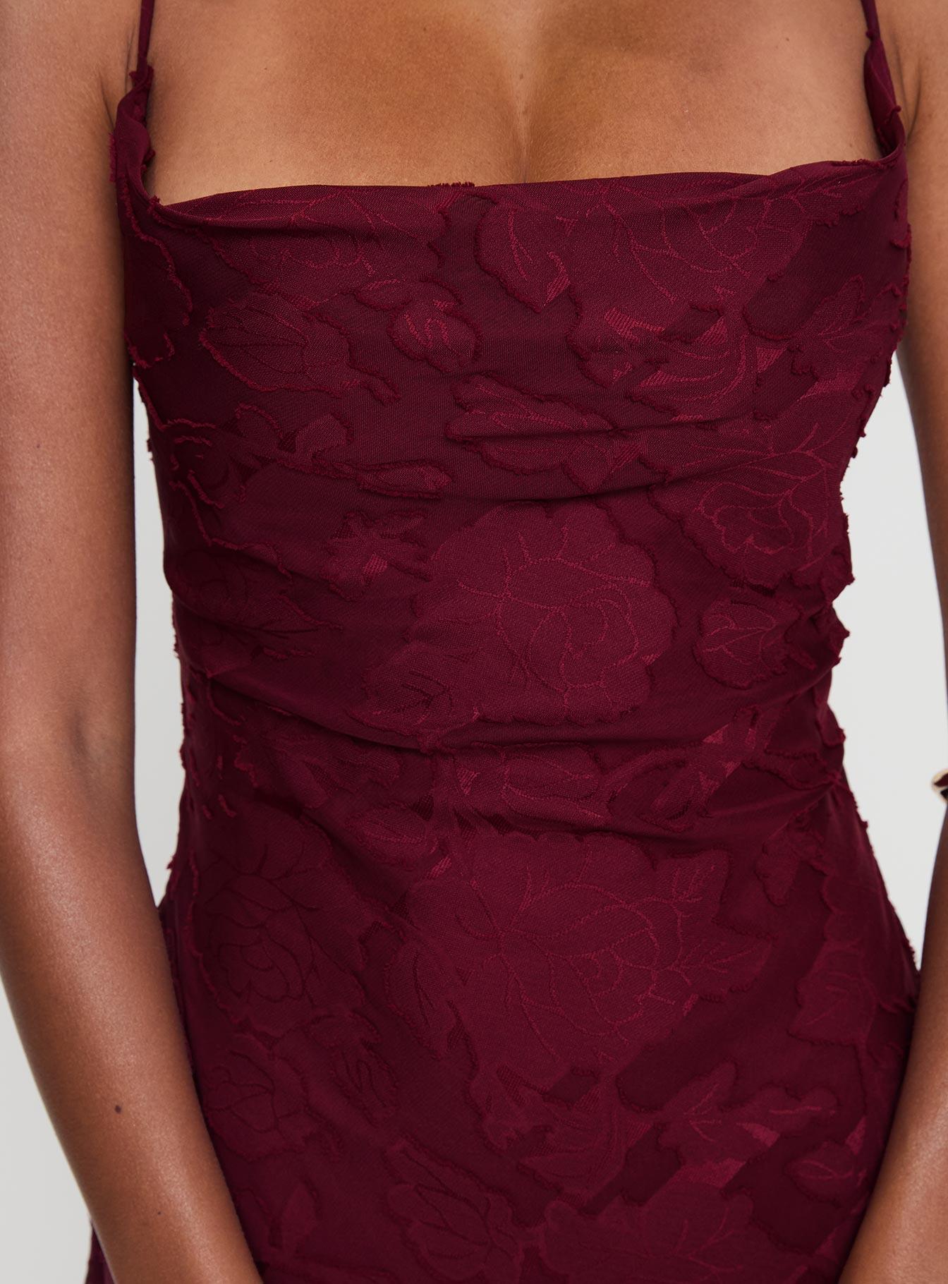 Celena Maxi Dress Burgundy Burnout Product Image