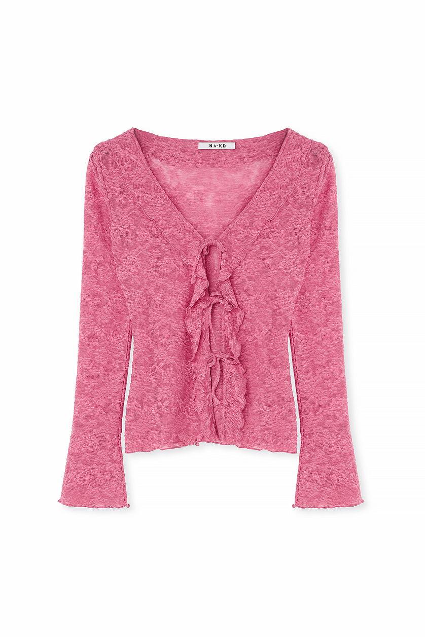 Floral Long Sleeve Tie Top Product Image