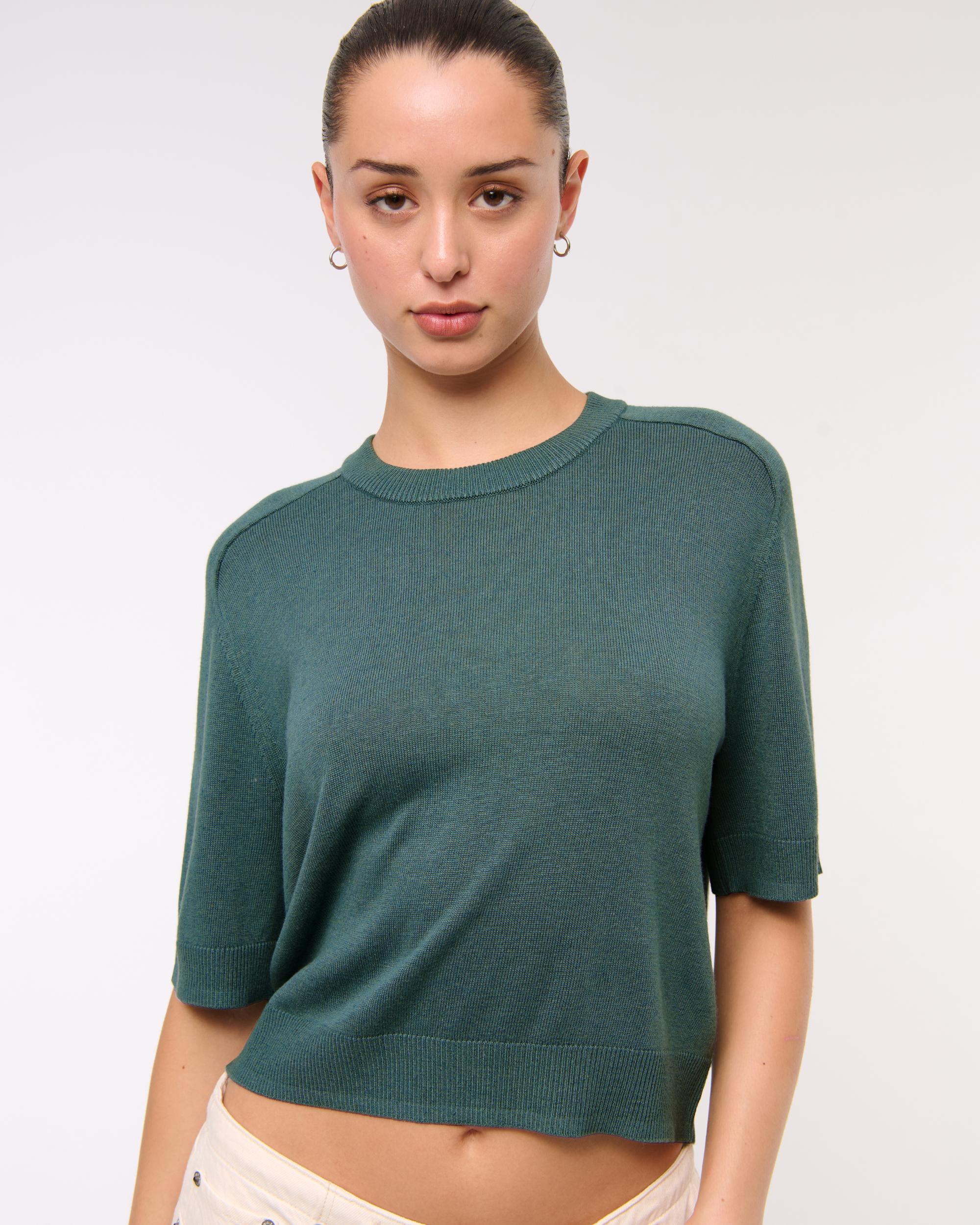 The A&F Madeline Textural Crew Sweater Tee Product Image