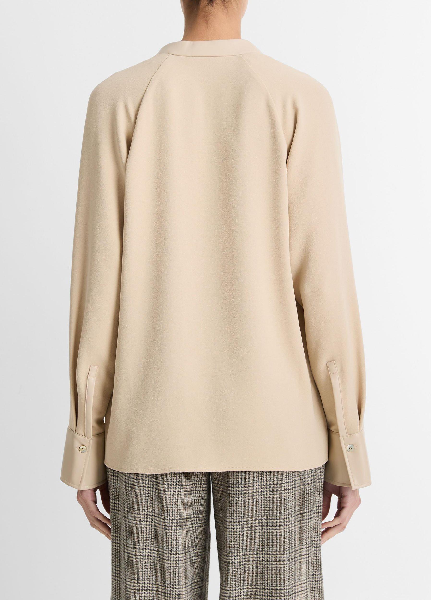Faux Leather-Trim Dolman-Sleeve Blouse Product Image