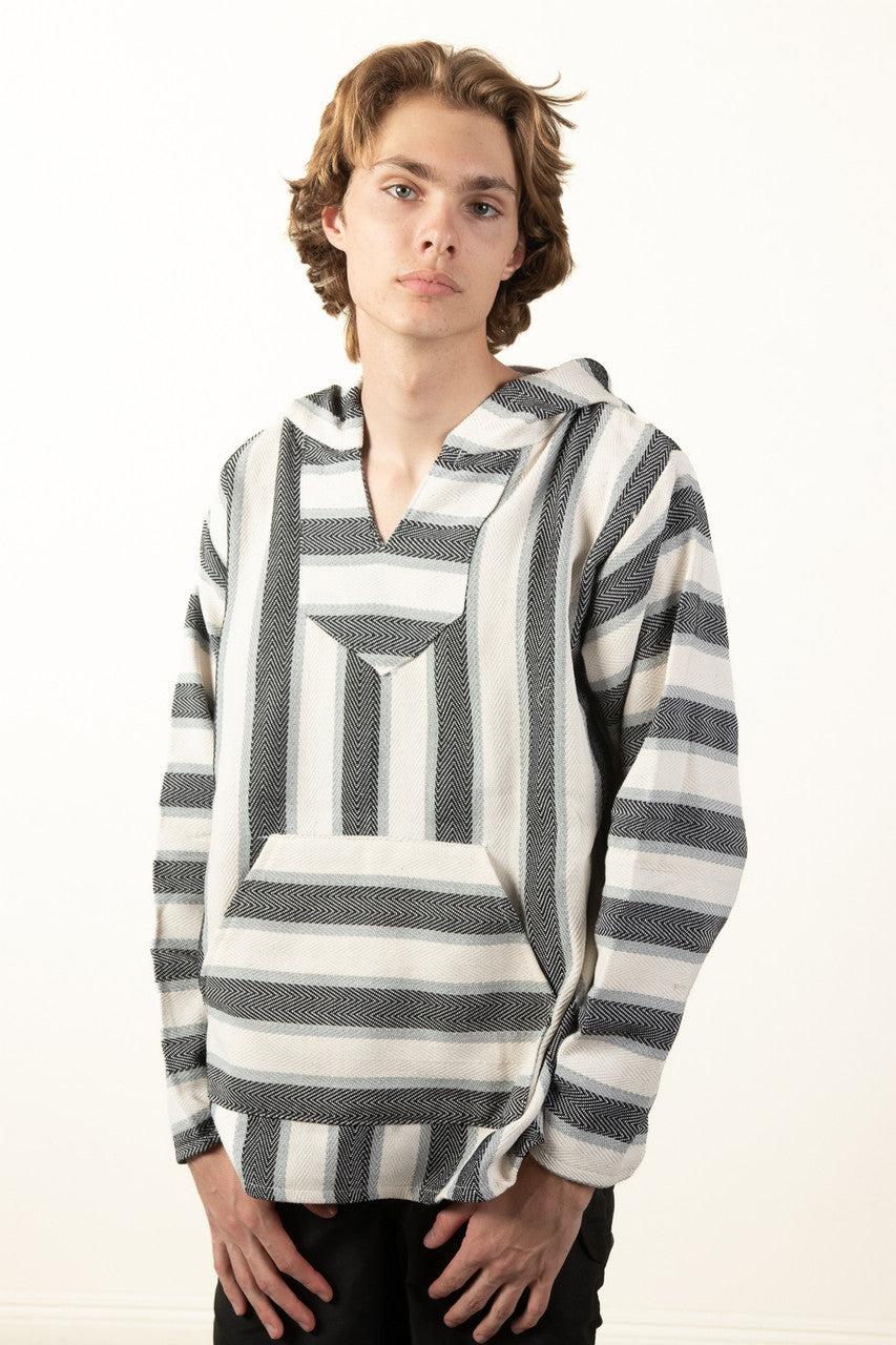 Lightweight Natural Black Stripe Baja Hoodie Product Image