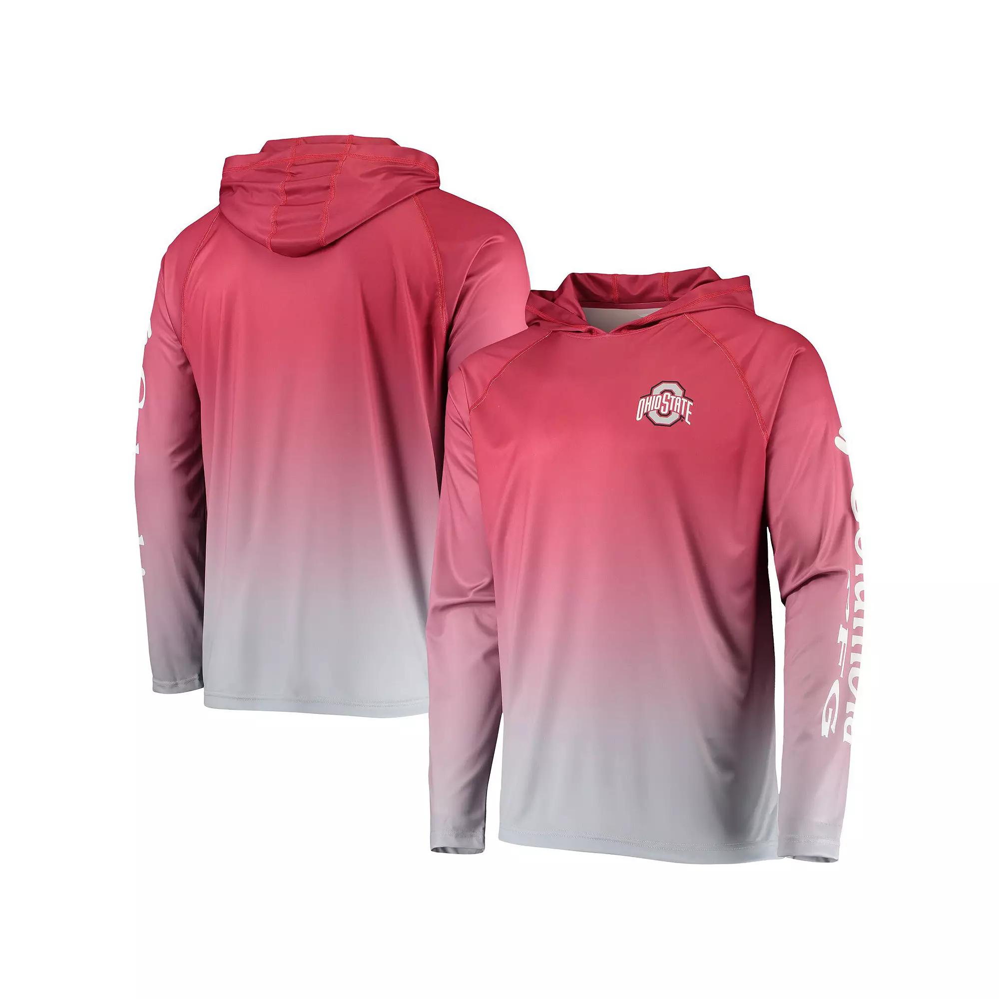 Men's Columbia PFG Scarlet Ohio State Buckeyes Terminal Tackle Omni-Shade UPF 50 Long Sleeve Hooded Top,  Product Image