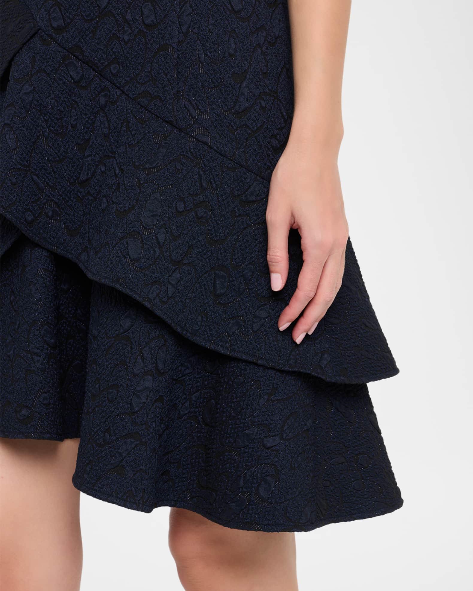 High-Low Ruffle Jacquard Dress Product Image
