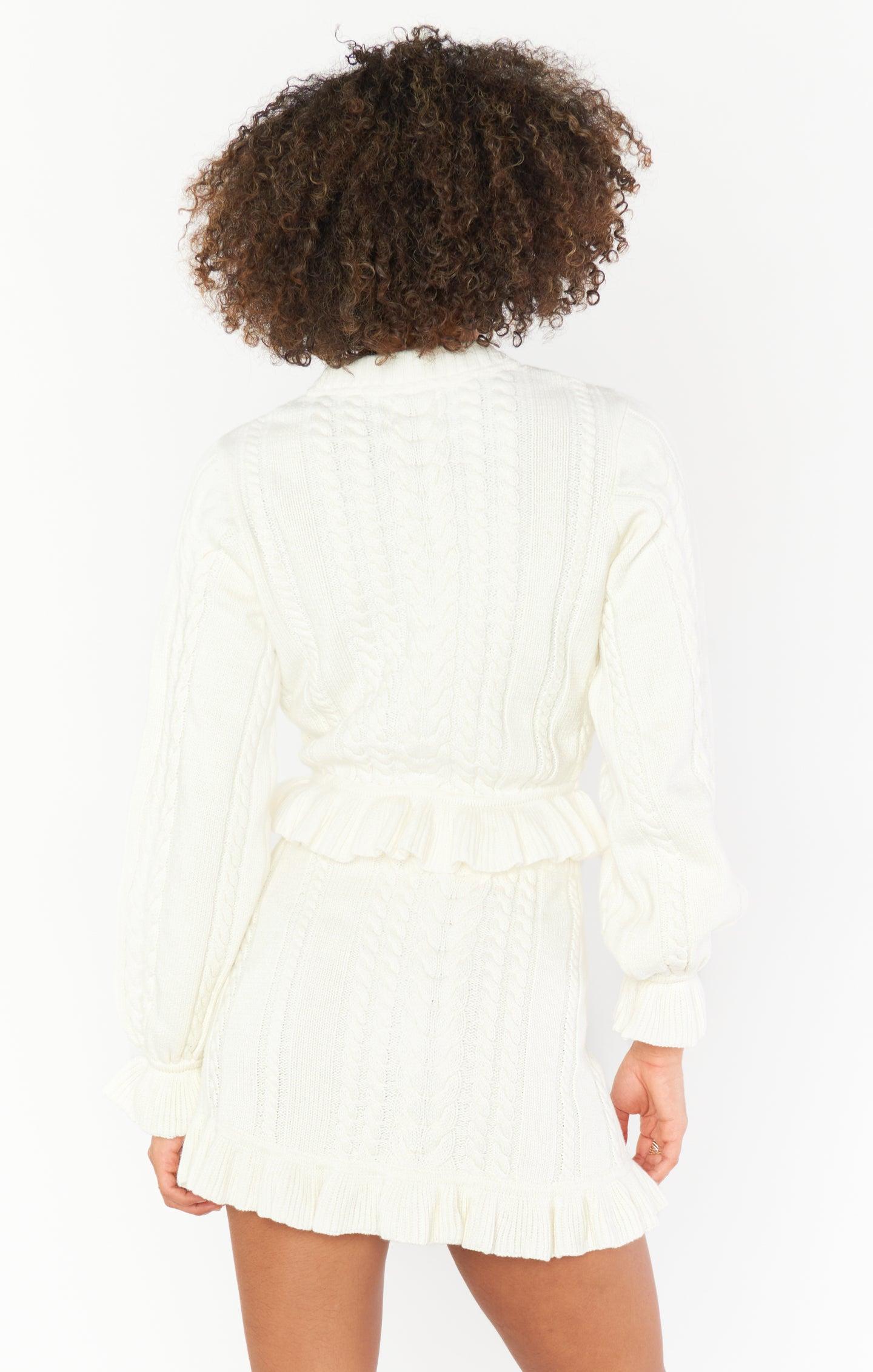 Ridley Ruffle Skirt ~ Cream Cable Knit Product Image