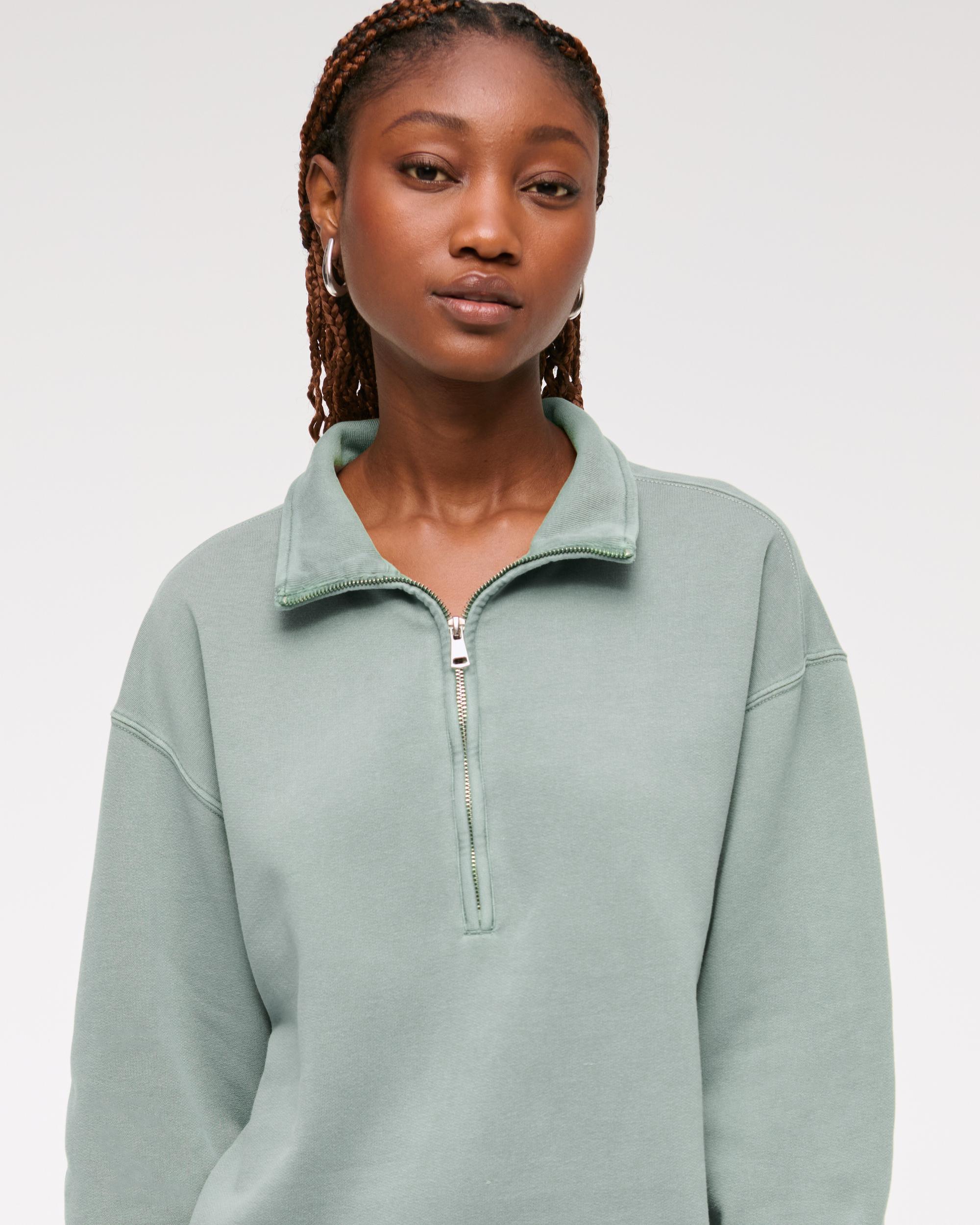 Long-Sleeve Zip-Up Fleece Mini Dress Product Image