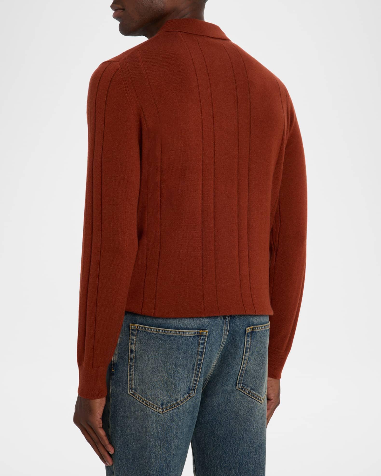 Men's Cashmere Mix-Ribbed Polo Sweater Product Image