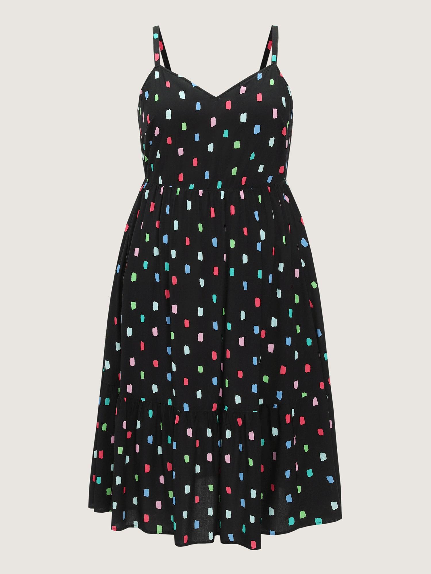 Colorful Geometric Print Cami Midi Dress Female Product Image