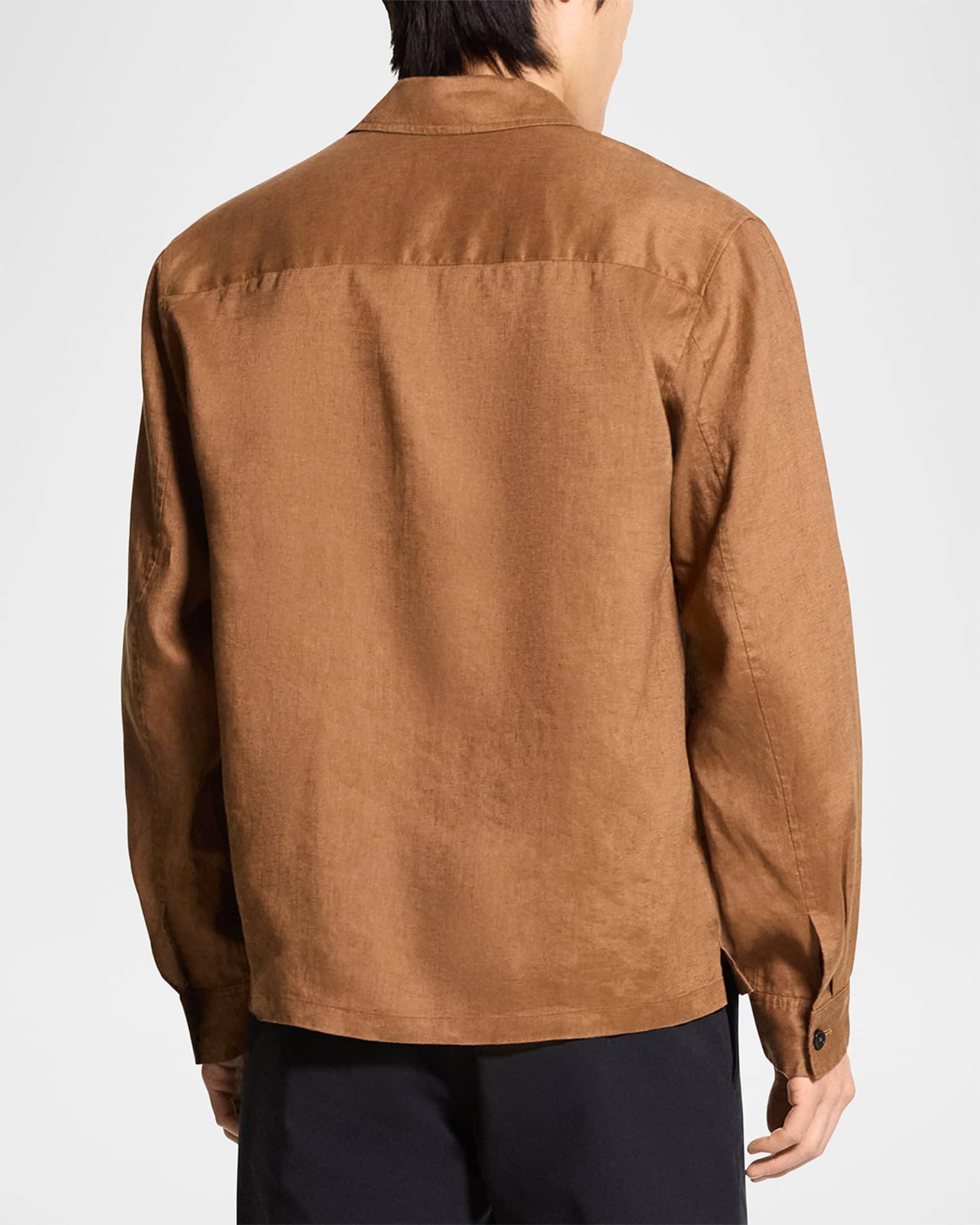 Men's Linen Pocket Casual Button-Down Shirt Product Image