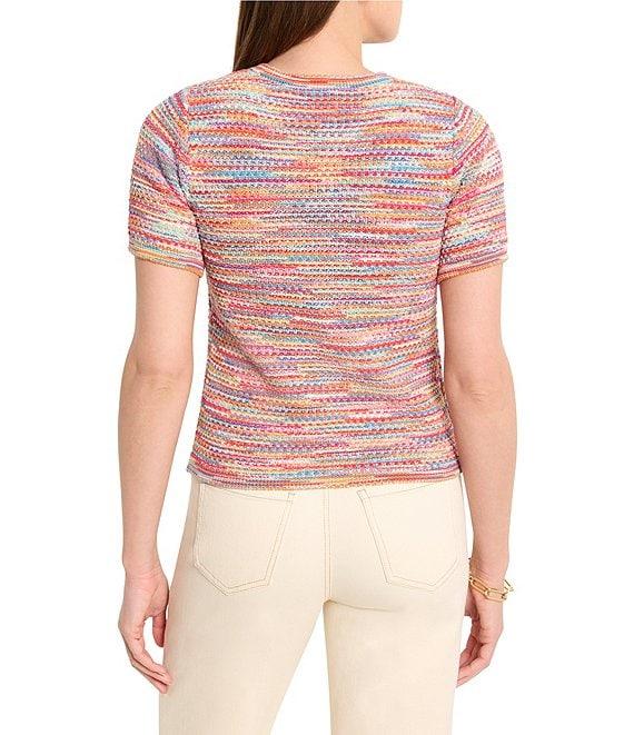 NIC + ZOE Spacedye Tuck Stitch Knit Round Neck Short Sleeve Tee Product Image