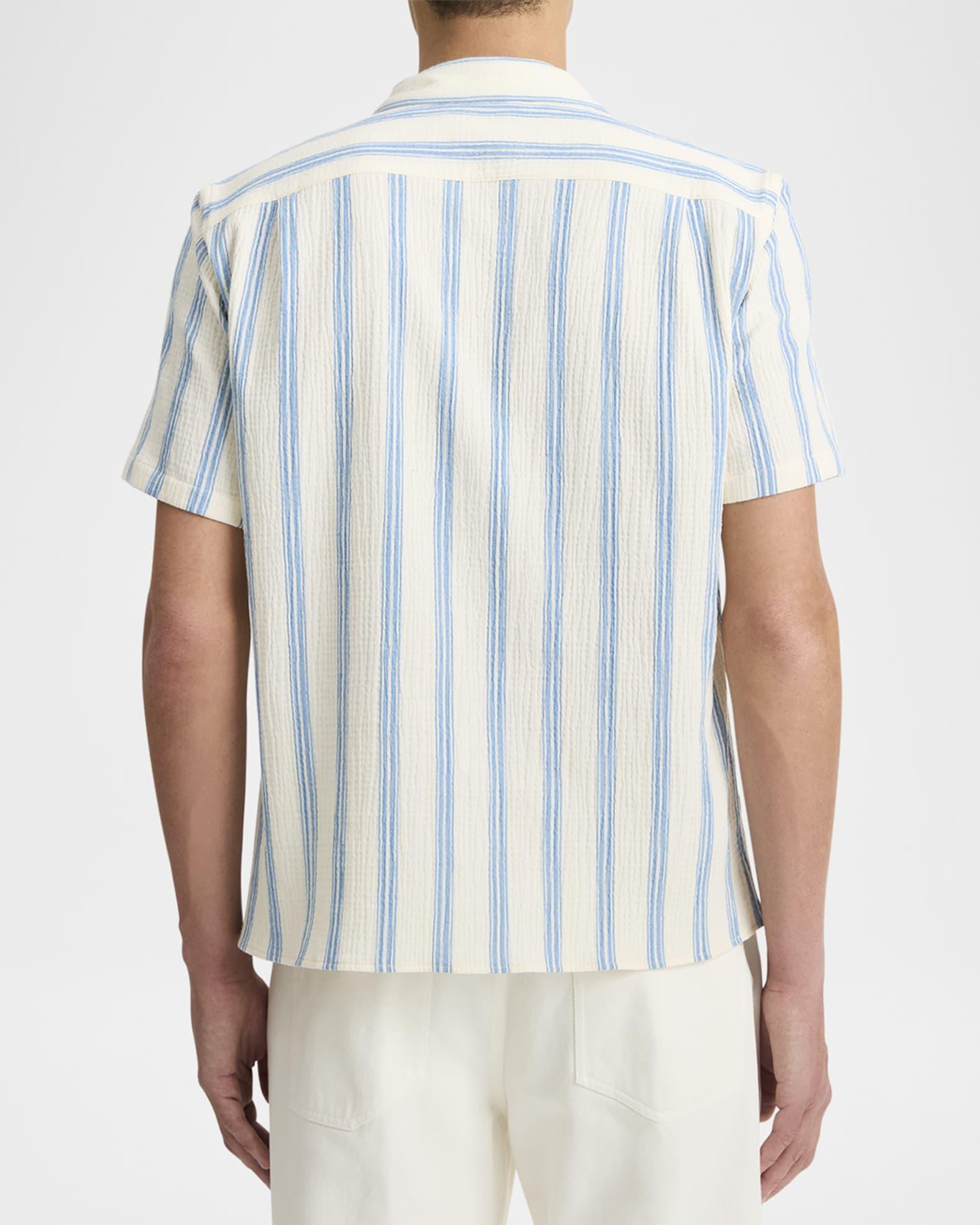 Men's Textured Stripe Italian Cotton Cabana Shirt Product Image