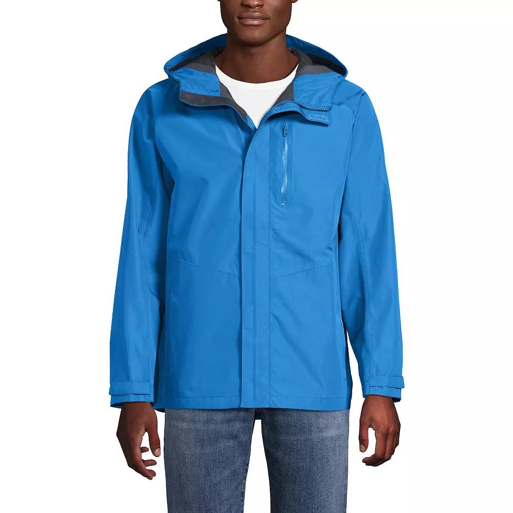 Men's Lands' End Waterproof Hooded Packable Rain Jacket,  Product Image
