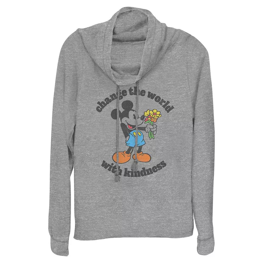 Disney's Mickey Mouse Change The World With Kindness Women's Cowlneck Graphic Lightweight Long Sleeve,  Product Image