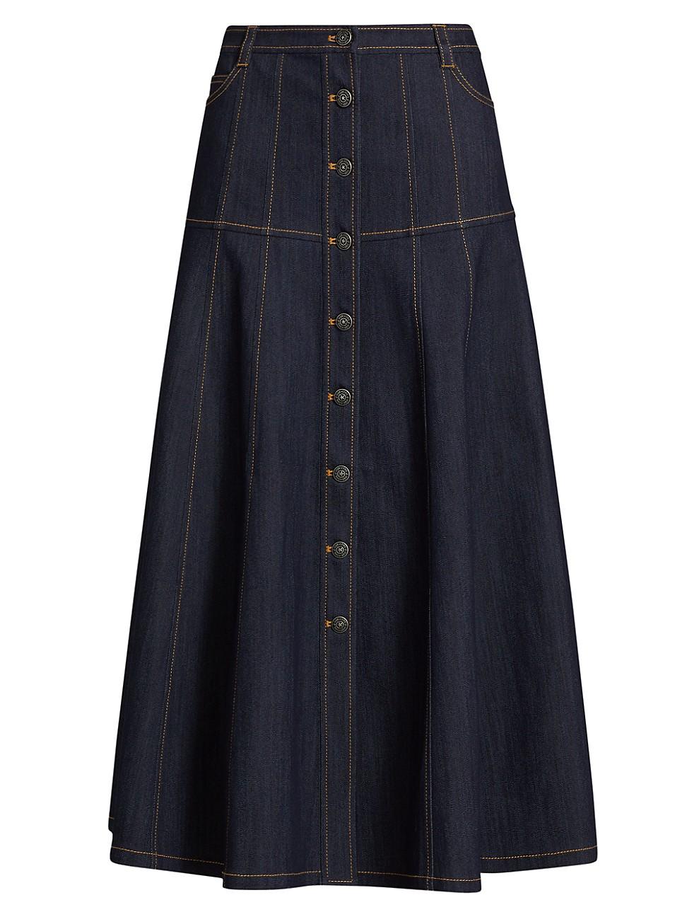 Womens Veena Denim Midi-Skirt Product Image