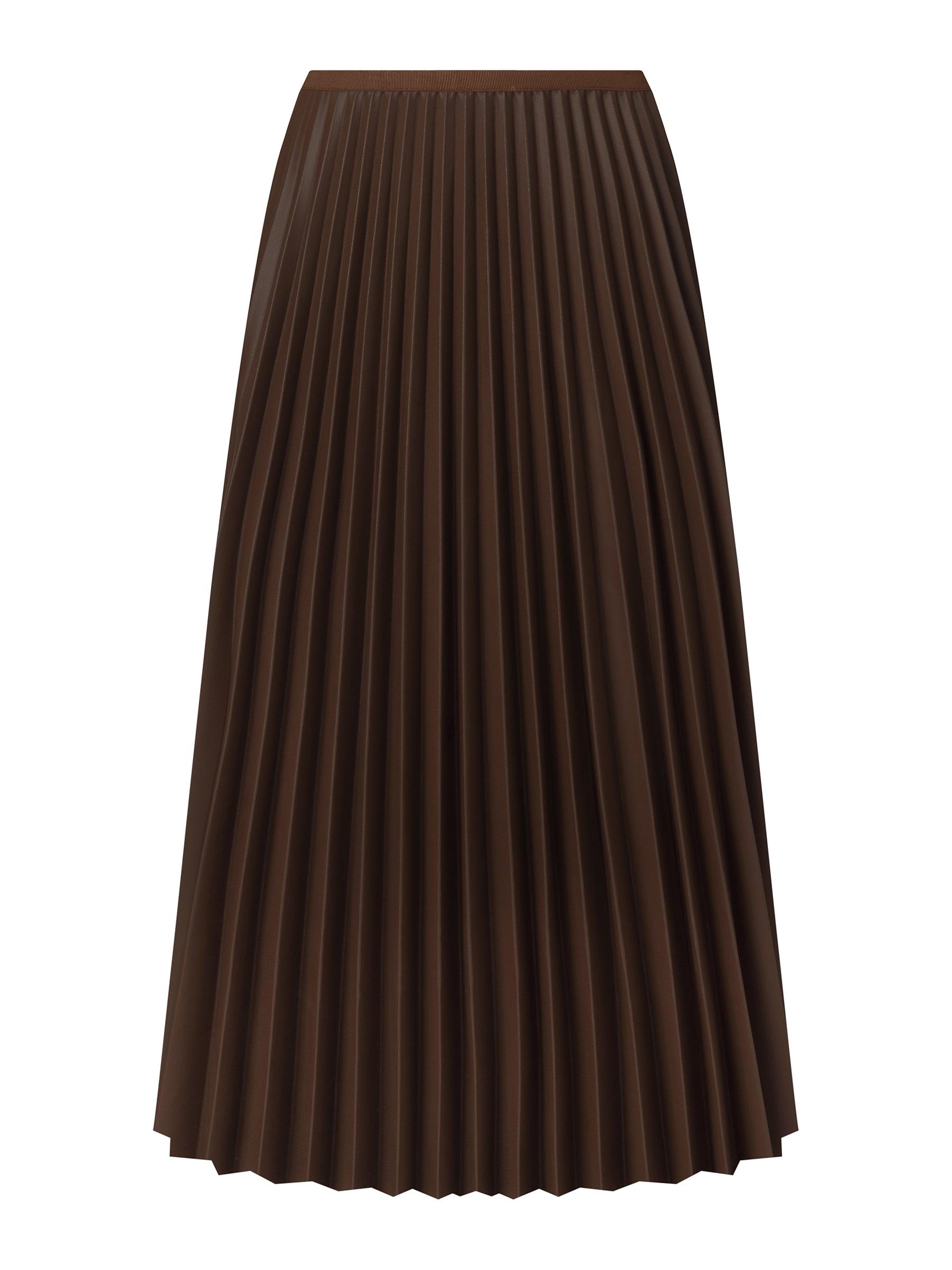 100% Wool Knit Top And PU Leather Skirt Two-Piece Set With Belt Product Image