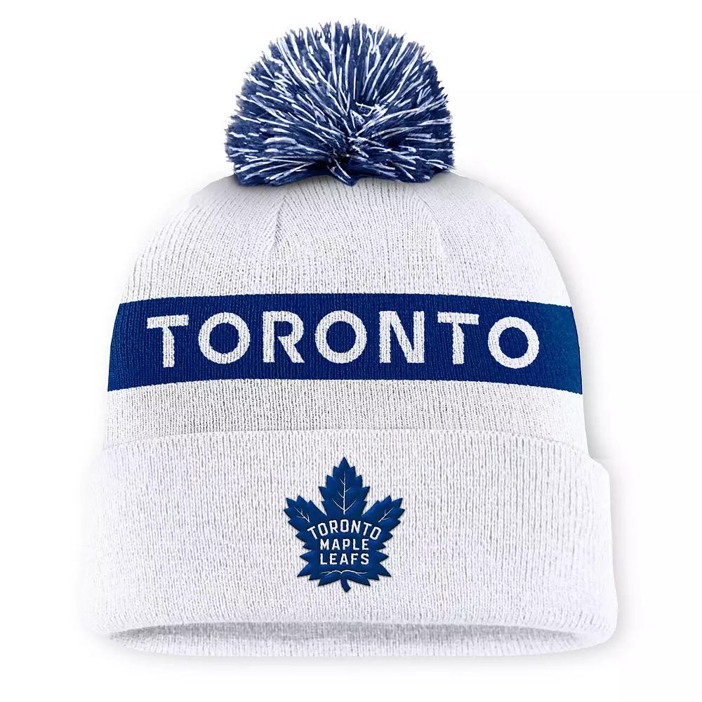Women's Fanatics White/Blue Toronto Maple Leafs Authentic Pro Rink Cuffed Knit Hat with Pom, Mpl White Product Image
