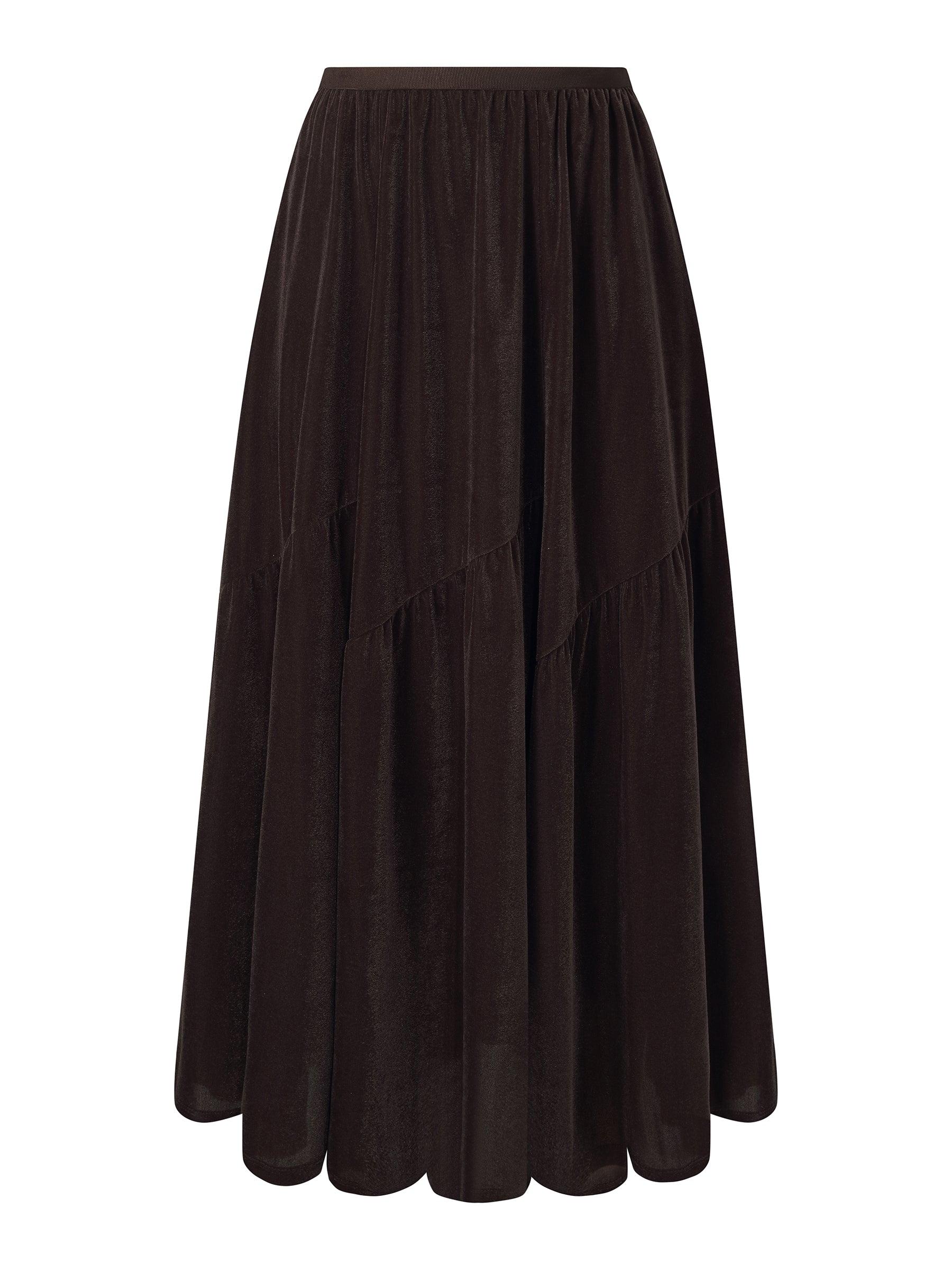 Velvet A-Line Elastic Waist Women Skirt Product Image