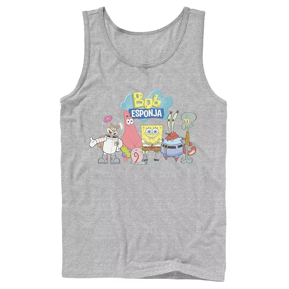 Men's Nickelodeon SpongeBob SquarePants Bob Esponja Happy Group Shot Graphic Tank Top,  Product Image