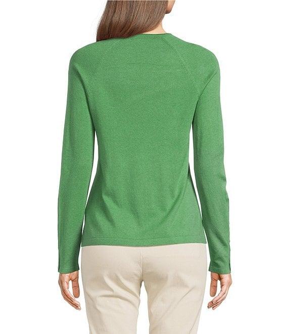 J.McLaughlin Jamey Crew Neck Button Trim Raglan Sleeve Sweater Product Image