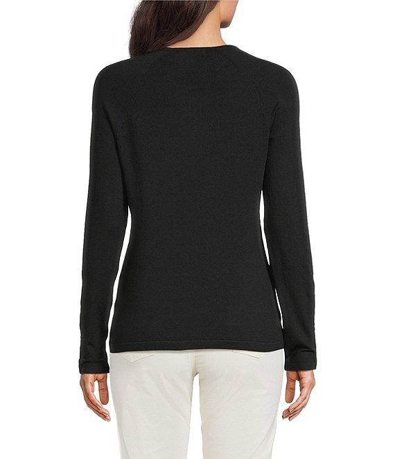 J.McLaughlin Jamey Crew Neck Button Trim Raglan Sleeve Sweater Product Image