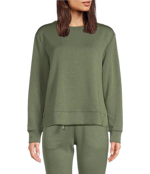 Modern Movement Half Moon by Modern Movement Solid Scuba Knit Long Sleeve Crew Neck Lounge Top Product Image