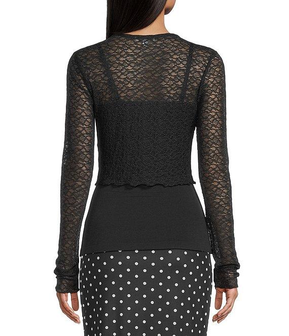 GB Knit Lace Tie Front Cardigan Product Image