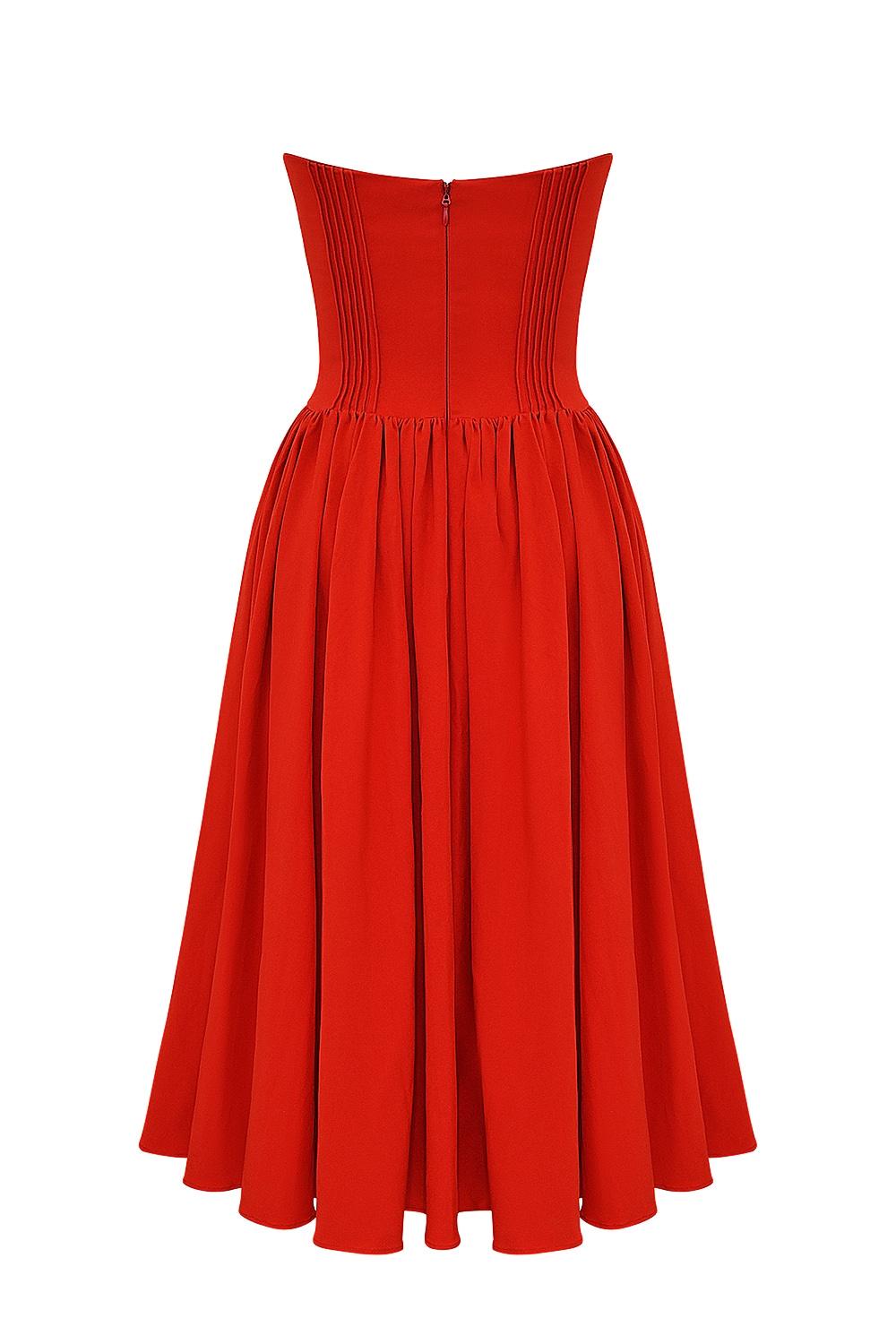Elizabeth  italian tomato strapless midi sundress Product Image