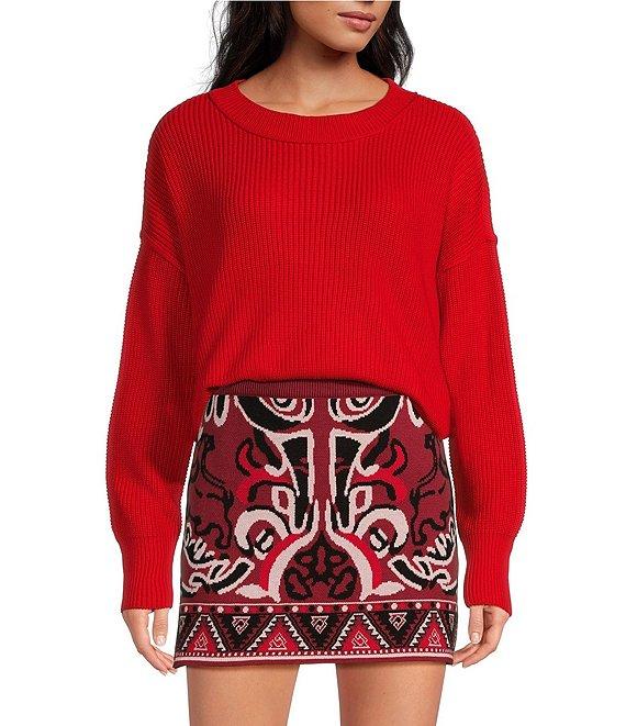 Chelsea & Violet Celeste Wool Blend Crew Neck Dropped Long Sleeve Pullover Sweater Product Image