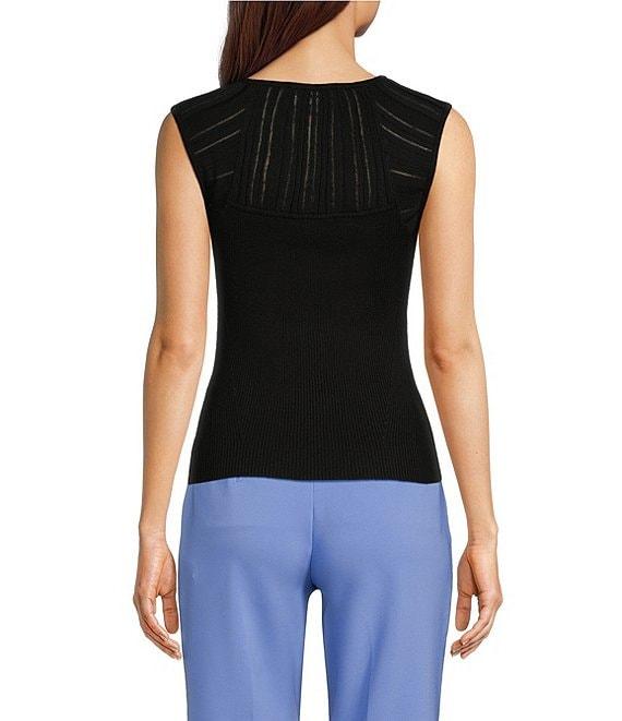 DKNY By Donna Karan Knit Illusion Crew Neck Sleeveless Top Product Image