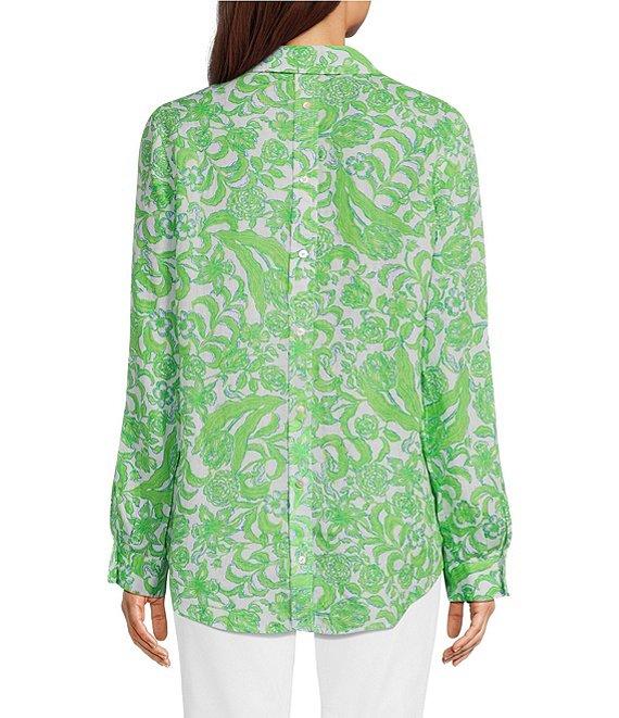 Lilly Pulitzer Lynd Lil Daffodil Hill Print Point Collar Long Sleeve Button Front Tunic Product Image