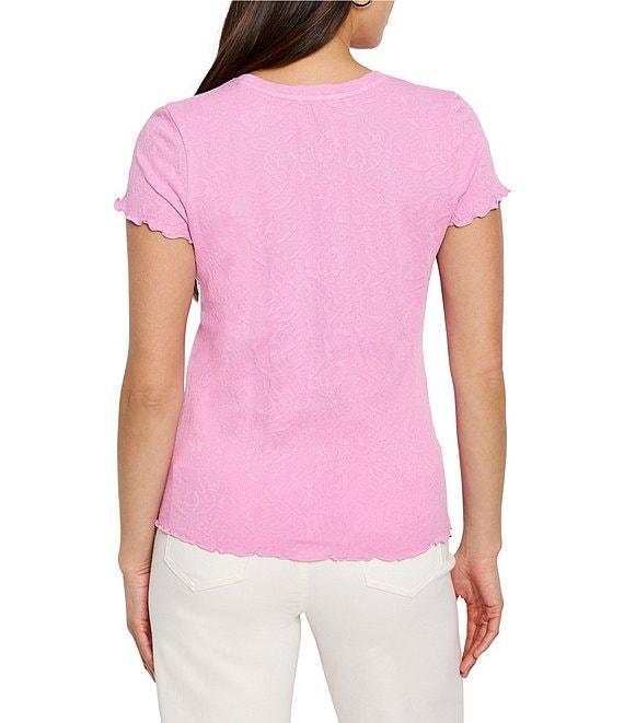 NIC + ZOE Lace Knit Round Neck Short Sleeve Tee Product Image