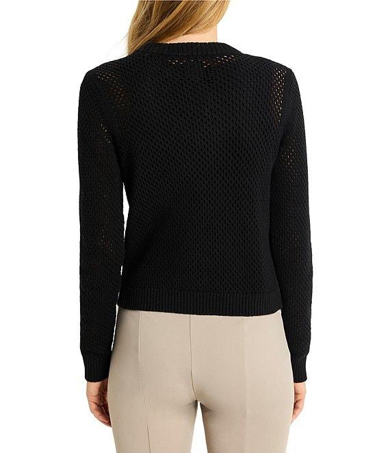 NIC + ZOE Knit Mesh Round Neck Long Sleeve Jacket Product Image