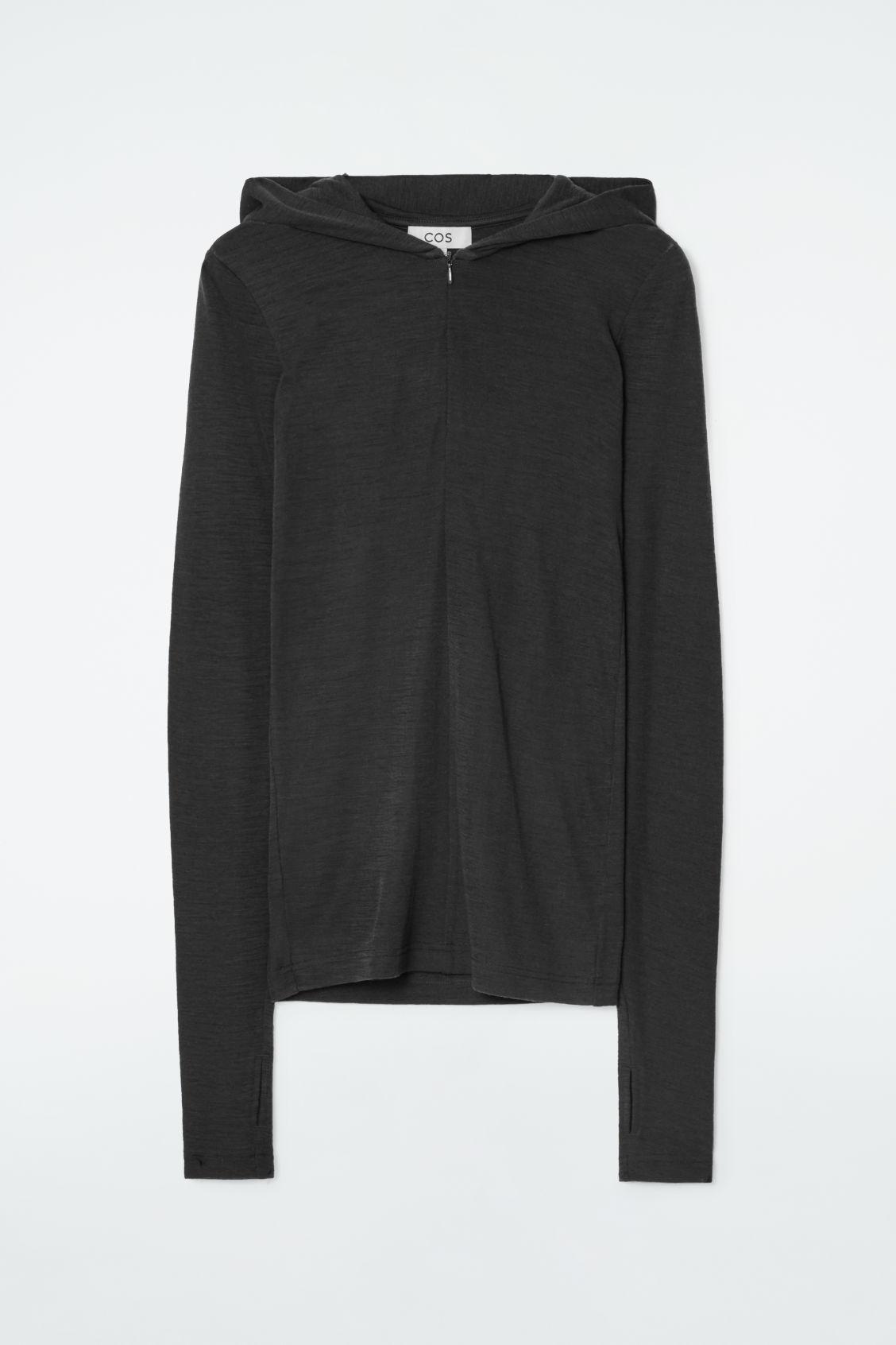 SLIM HALF-ZIP WOOL HOODIE Product Image