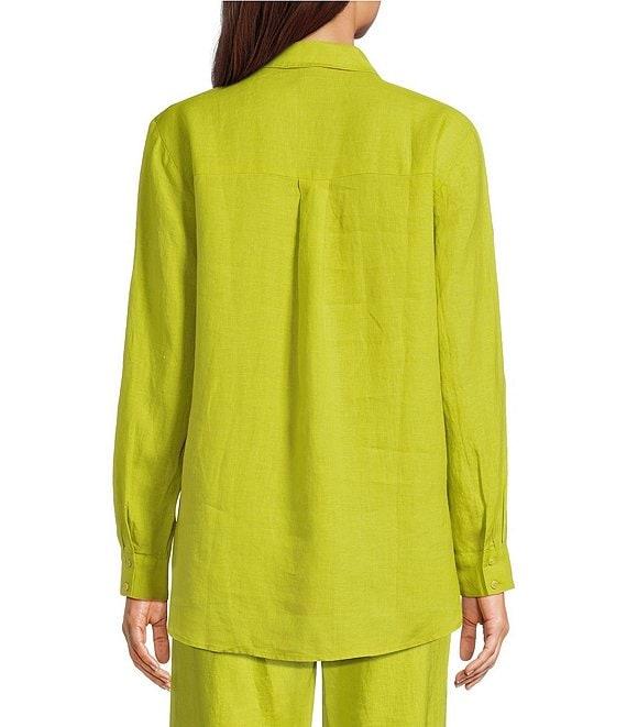 Eileen Fisher Petite Size Organic Handkerchief Linen Classic Collar Long Sleeve Shirt Product Image