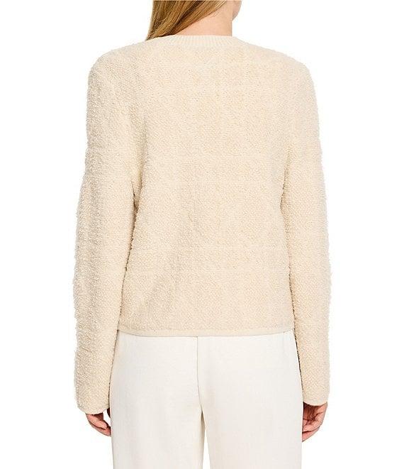 NIC + ZOE Diamond Detail Round Neck Long Sleeve Sherpa Jacket Product Image