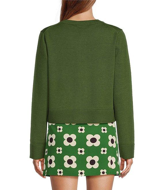 Tara Jarmon Gyslain Knit Crew Neck Long Sleeve Patch Pocket Button Front Cardigan Product Image