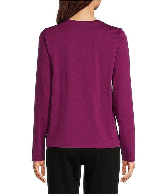 Eileen Fisher Organic Pima Cotton Jersey Crew Neck Long Sleeve Tee Shirt Product Image