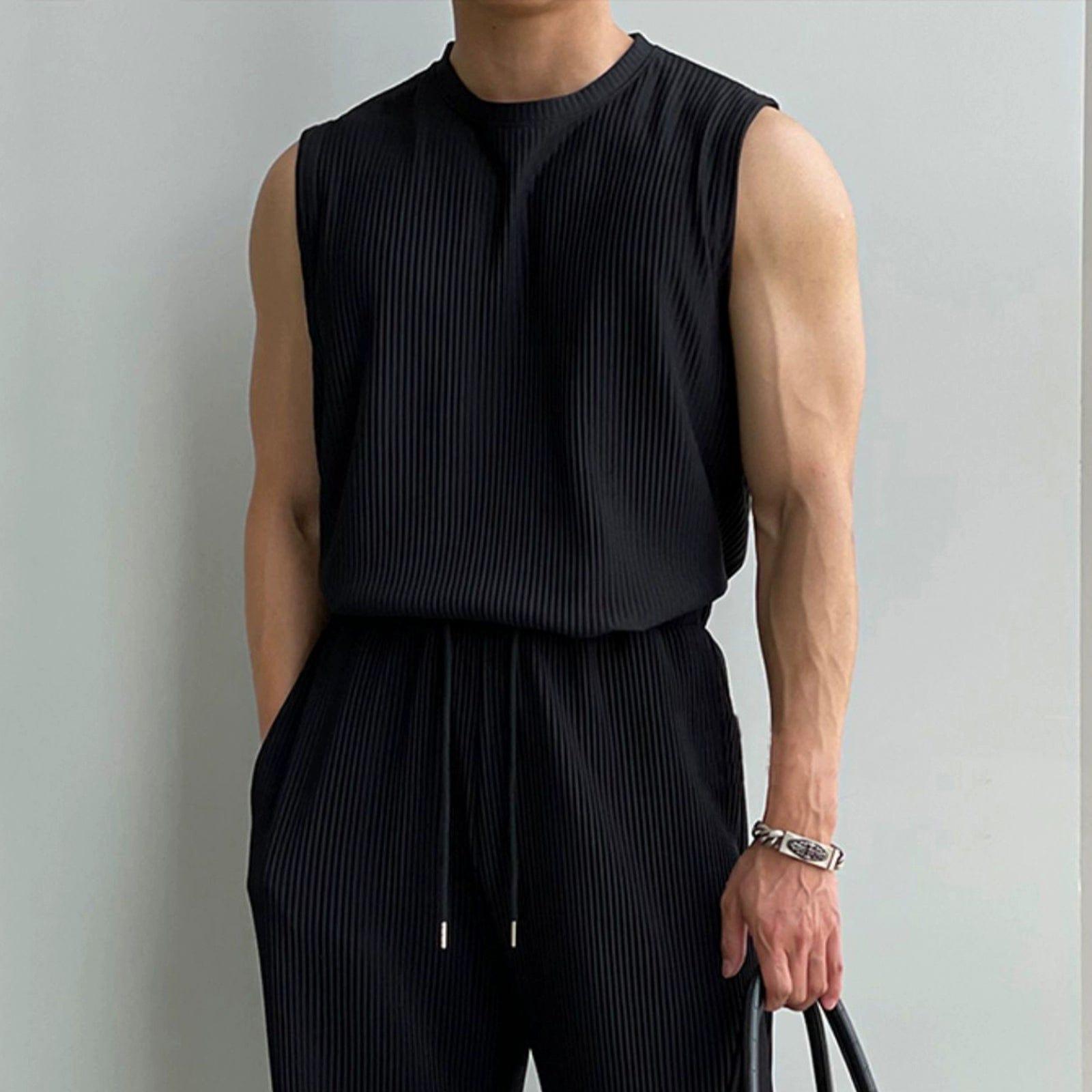 RT No. 11931 PLEATED SLEEVELESS SHIRT & WIDE DRAWSTRING PANTS Product Image