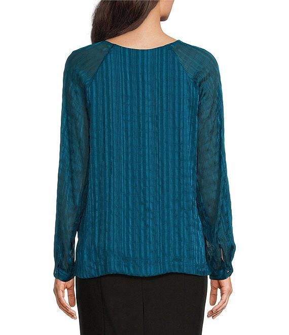 Calvin Klein Pleated Keyhole Raglan Long Sleeve Blouse Product Image