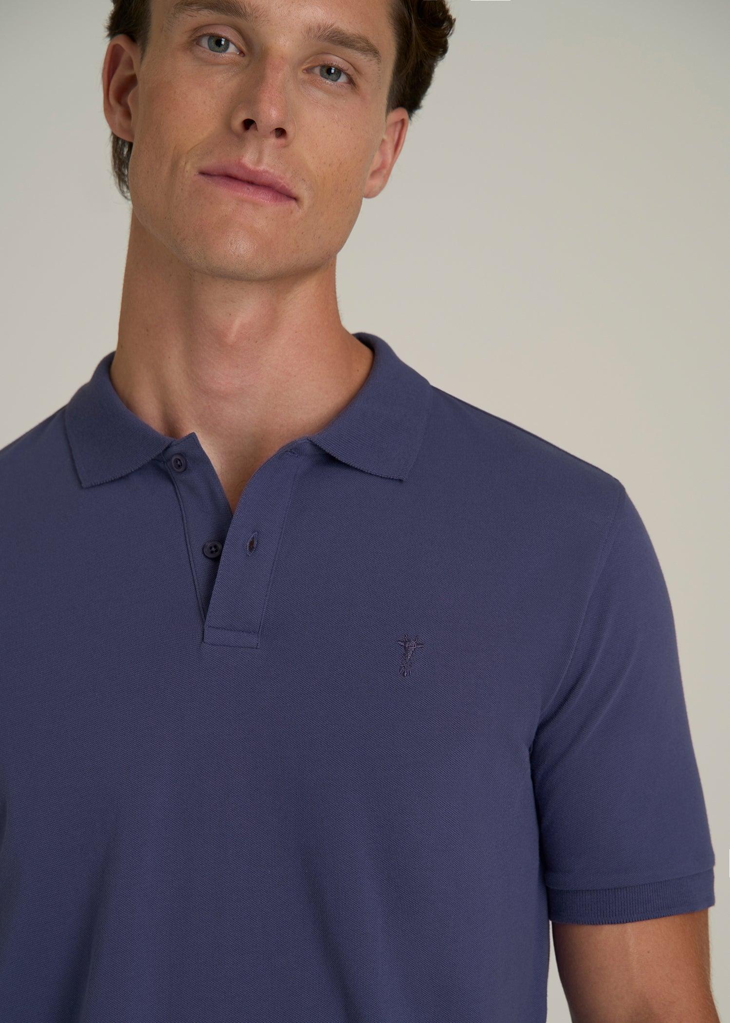 Classic Polo with Embroidered Logo for Tall Men in Future Dusk Male Product Image