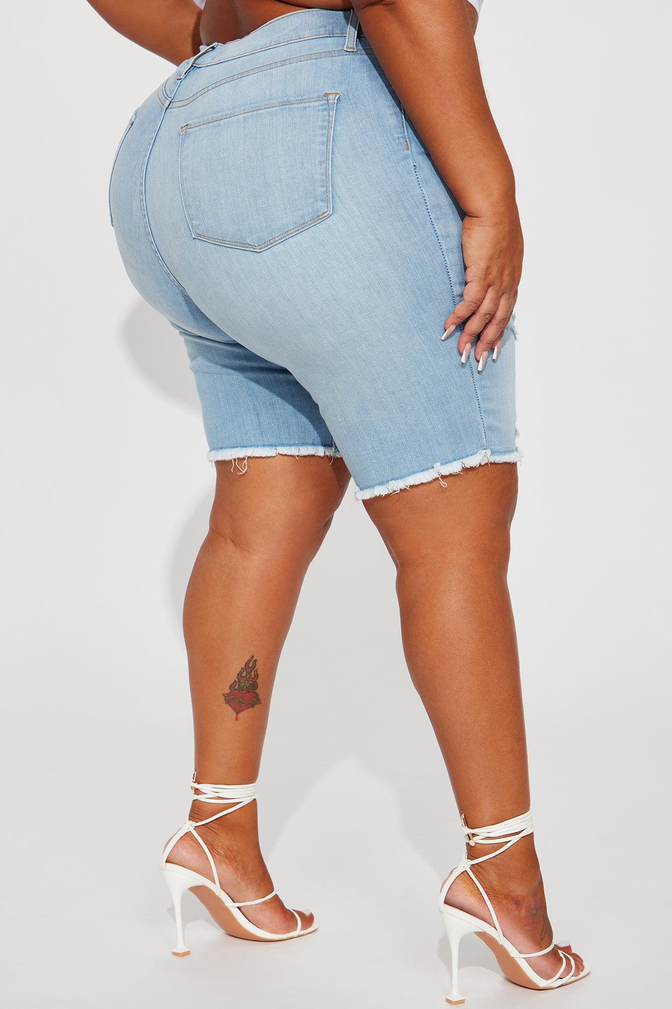 Tight Squeeze Lux Stretch Denim Bermuda Shorts - Light Wash Product Image