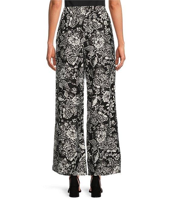 Calessa Garden Floral Print Wide Leg Pull-On Pants Product Image