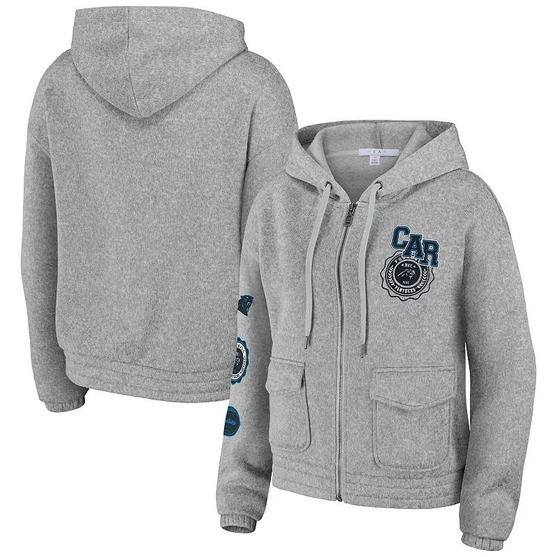 Women's WEAR by Erin Andrews Heather Gray Carolina Panthers Full-Zip Hoodie,  Product Image