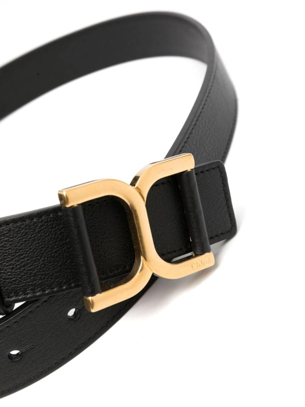 CHLOÉ Chloe Marcie Small Leather Belt In Black Product Image