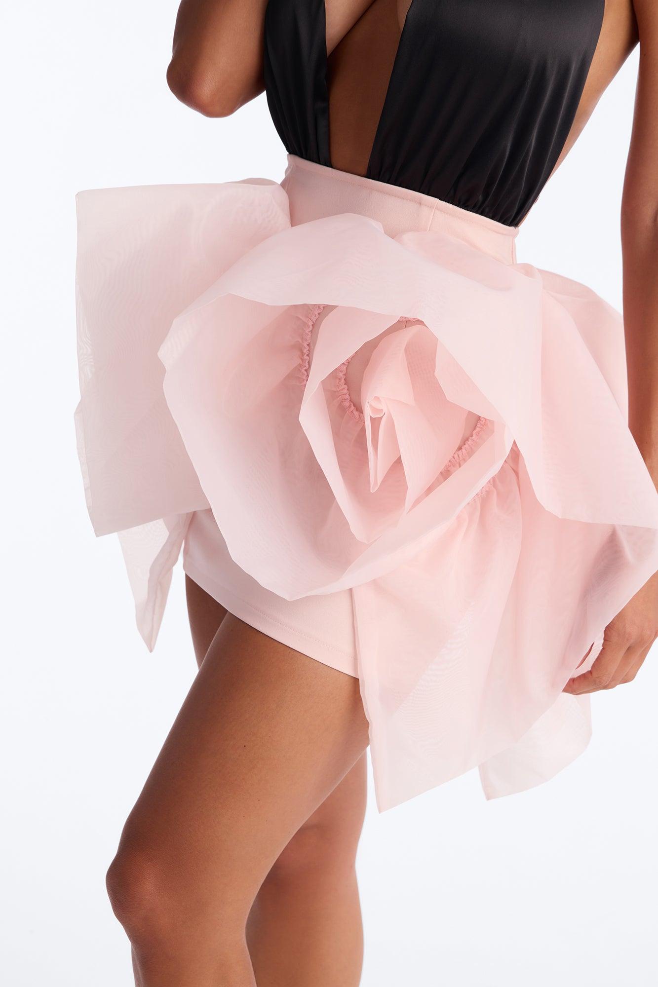Ballerina Bae Backless Satin Mini Dress - Black/Pink Female Product Image